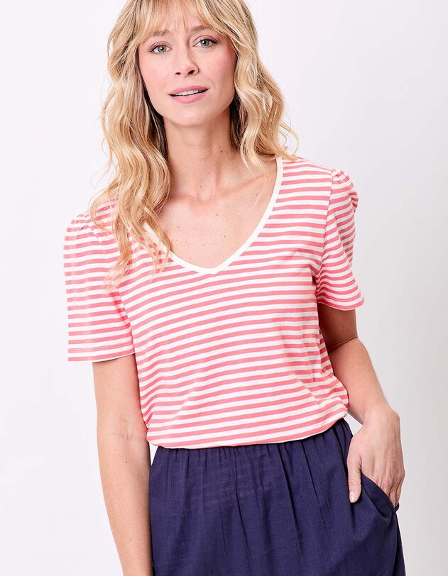 Organic cotton striped T-shirt femme Princesse Nomade
