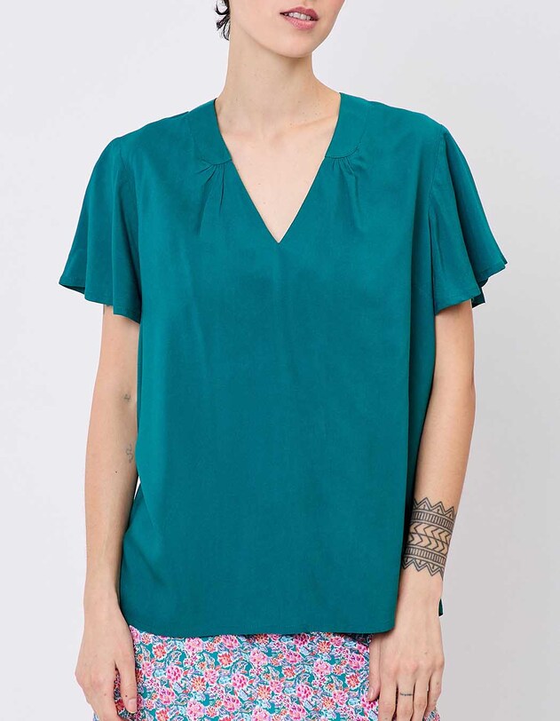 Loose flowy V-neck top femme Princesse Nomade