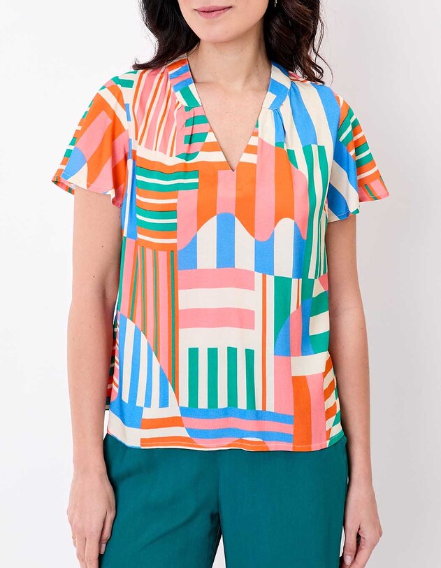 Loose flowy V-neck top femme Princesse Nomade