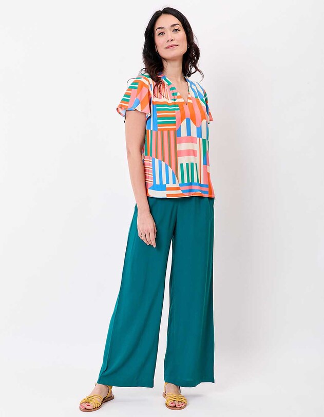 Loose flowy V-neck top femme Princesse Nomade
