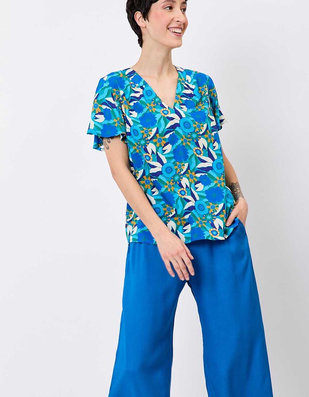 Loose flowy V-neck top femme Princesse Nomade