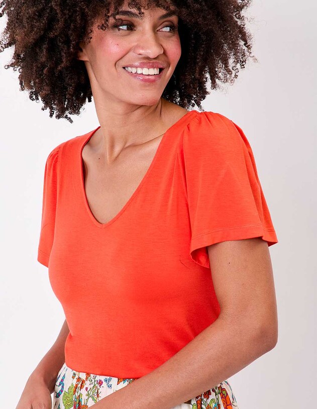 Flowy knit V-neck T-shirt femme Princesse Nomade