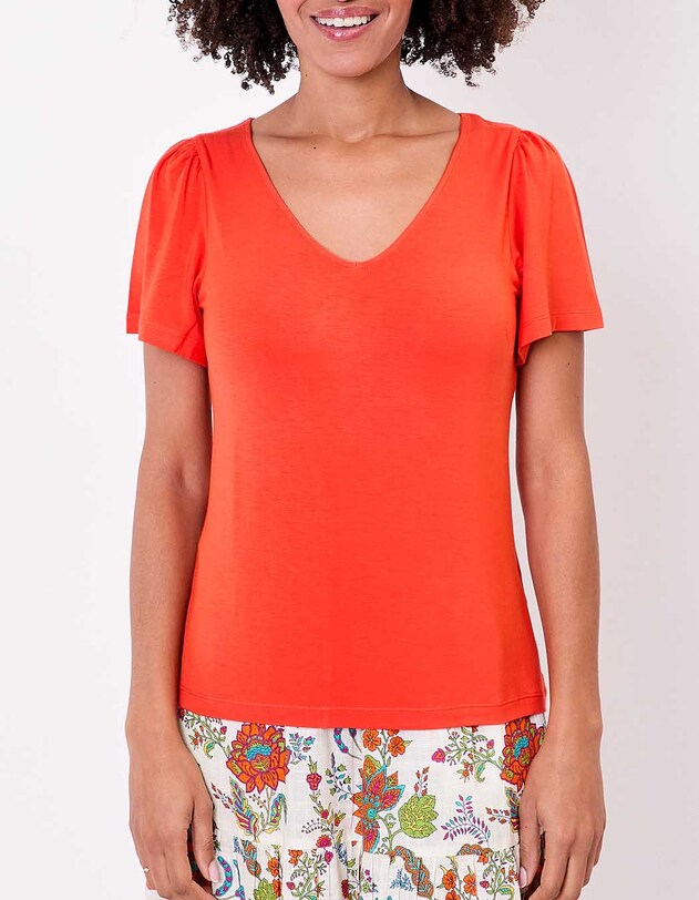 Flowy knit V-neck T-shirt femme Princesse Nomade
