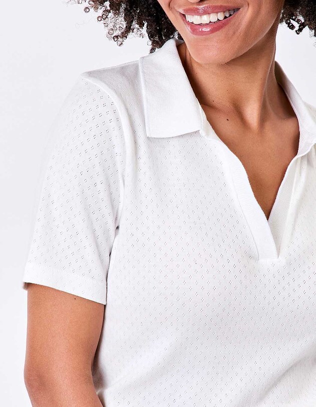 Organic cotton pointelle polo shirt femme Princesse Nomade