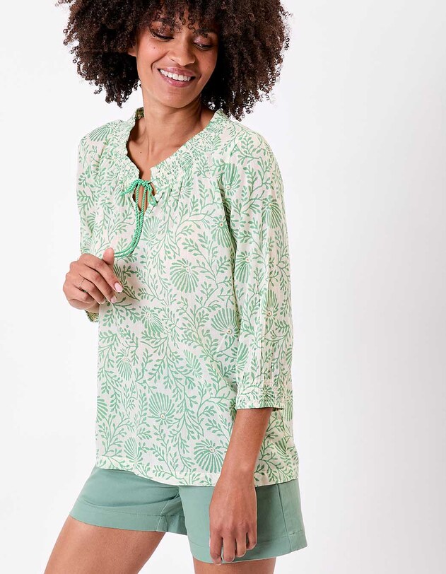 Loose printed organic cotton voile blouse femme La Fianc&eacute;e