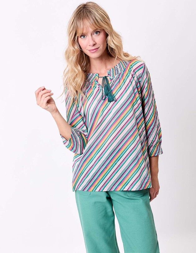 Loose printed organic cotton voile blouse femme La Fianc&eacute;e