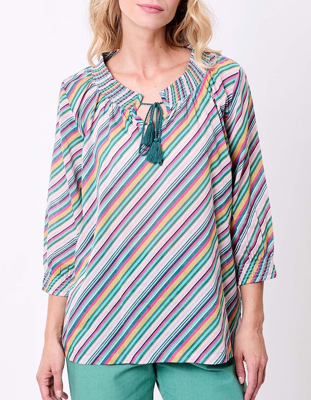 Loose printed organic cotton voile blouse femme La Fianc&eacute;e