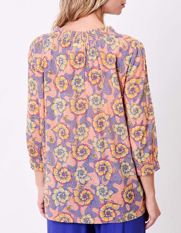 Loose printed organic cotton voile blouse femme La Fianc&eacute;e