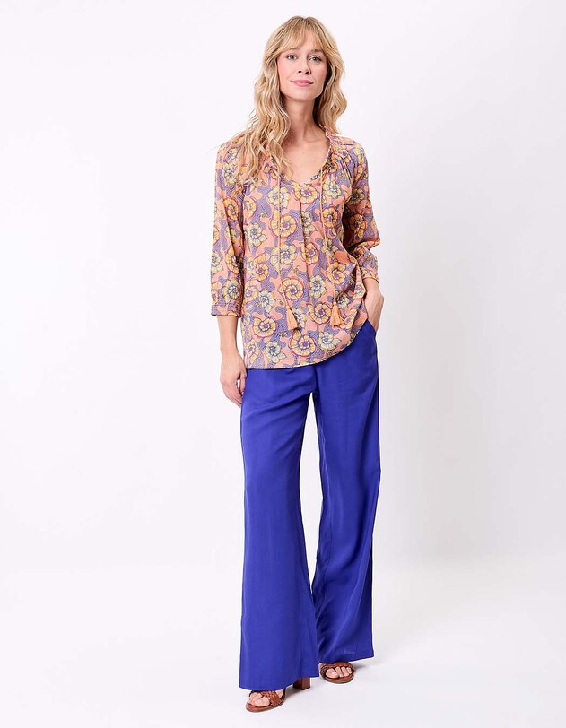 Loose printed organic cotton voile blouse femme La Fianc&eacute;e