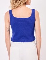 Organic cotton knit square-neck tank top femme Princesse Nomade
