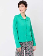 Straight-cut knit polo-collar cardigan femme Princesse Nomade