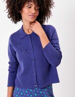 Straight-cut cotton knit polo-collar cardigan femme Princesse Nomade