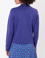 Straight-cut cotton knit polo-collar cardigan femme Princesse Nomade
