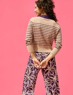 Striped cotton knit polo-collar cardigan femme Princesse Nomade