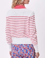 Striped cotton knit polo-collar cardigan femme Princesse Nomade