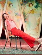 Elasticated stretch cotton chino trousers femme Princesse Nomade