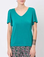 Flowy knit V-neck T-shirt femme Princesse Nomade