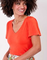 Flowy knit V-neck T-shirt femme Princesse Nomade