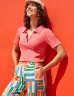 Organic cotton pointelle polo shirt femme Princesse Nomade