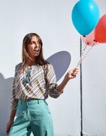 Loose printed organic cotton voile blouse femme La Fiancée