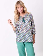 Loose printed organic cotton voile blouse femme La Fiancée