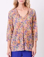 Loose printed organic cotton voile blouse femme La Fiancée