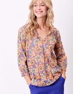 Loose printed organic cotton voile blouse femme La Fiancée