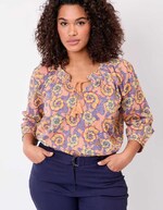 Loose printed organic cotton voile blouse femme La Fiancée