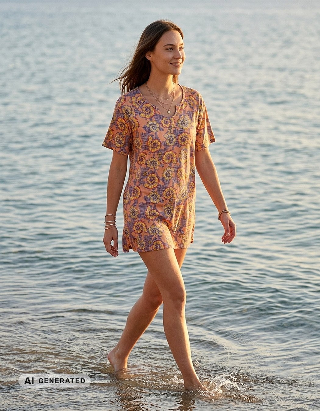 Short-sleeve organic cotton tunic femme La Fiancée