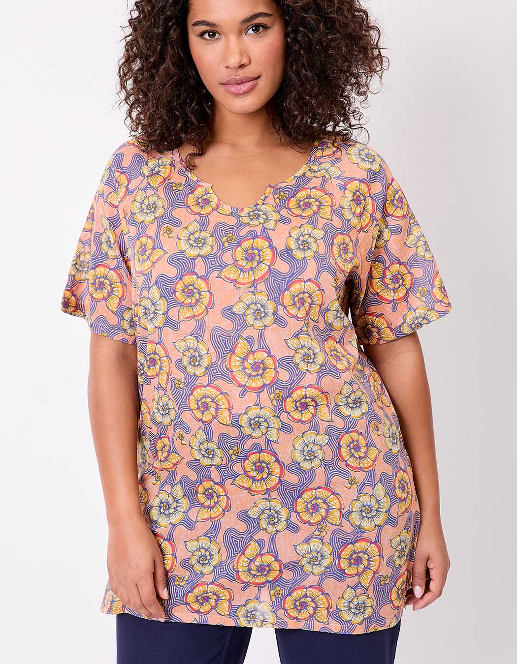Short-sleeve organic cotton tunic femme La Fiancée