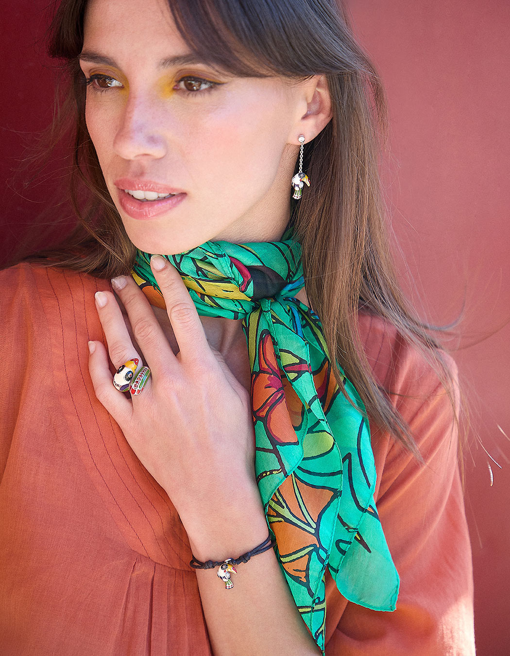 Printed silk scarf femme La Fiancée