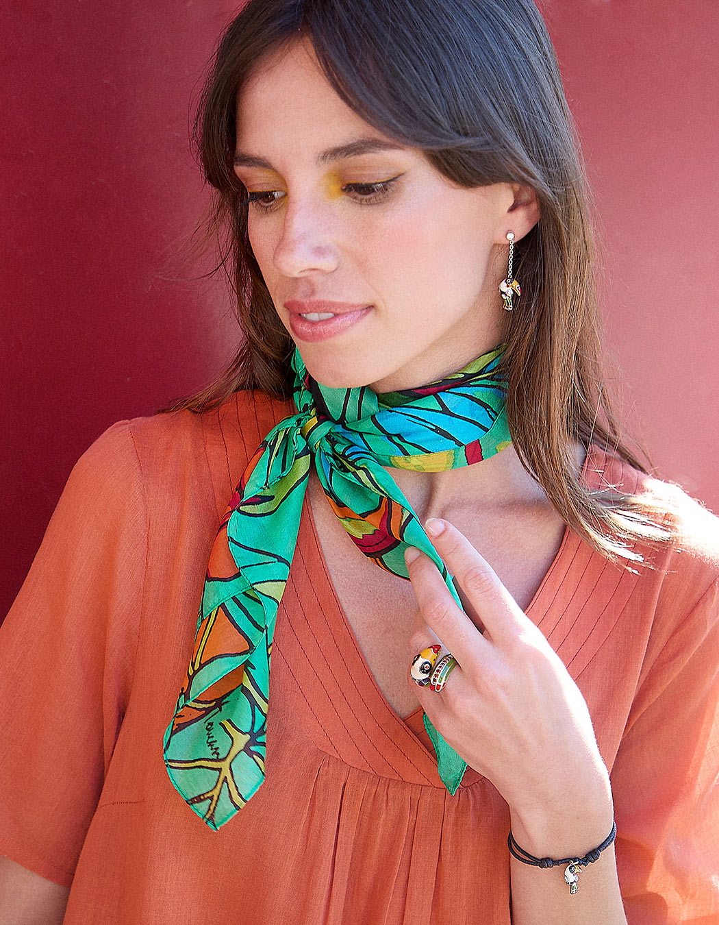 Printed silk scarf femme La Fiancée