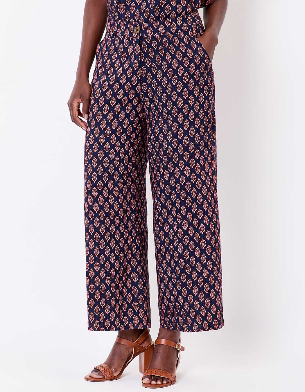 7/8 wide-leg viscose linen trousers femme La Fiancée
