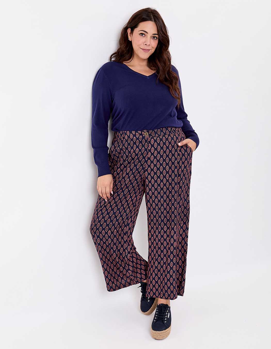 7/8 wide-leg viscose linen trousers femme La Fiancée