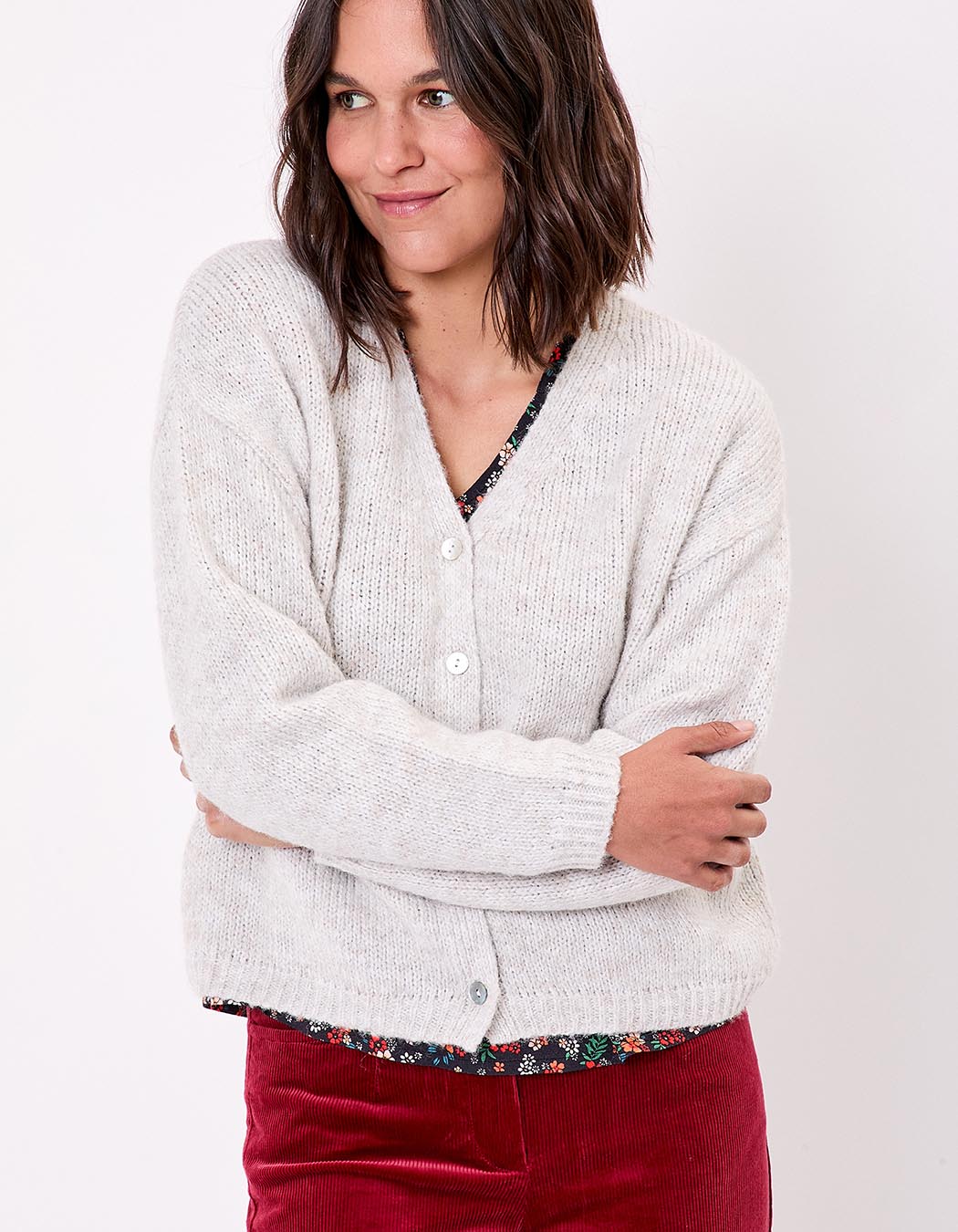 Plain cropped women’s cardigan femme La Fiancée