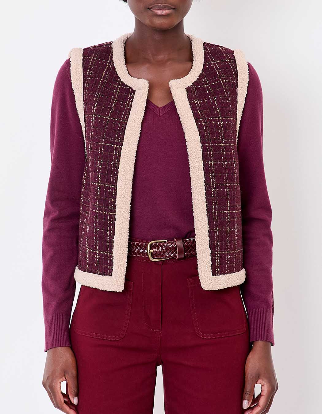 Reversible sherpa and patterned cardigan femme La Fiancée