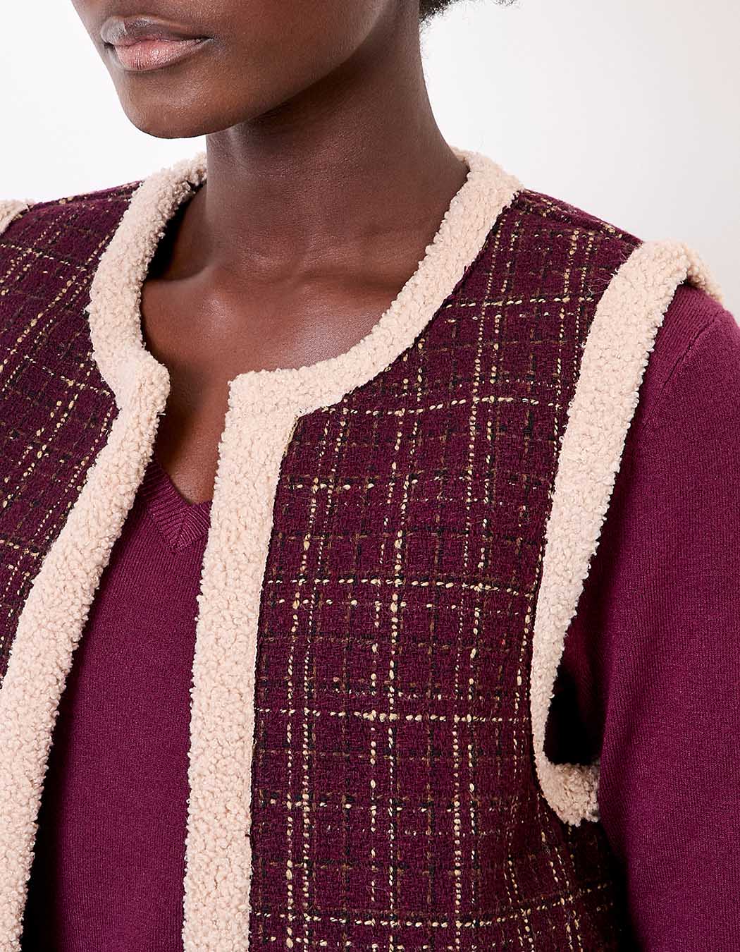 Reversible sherpa and patterned cardigan femme La Fiancée