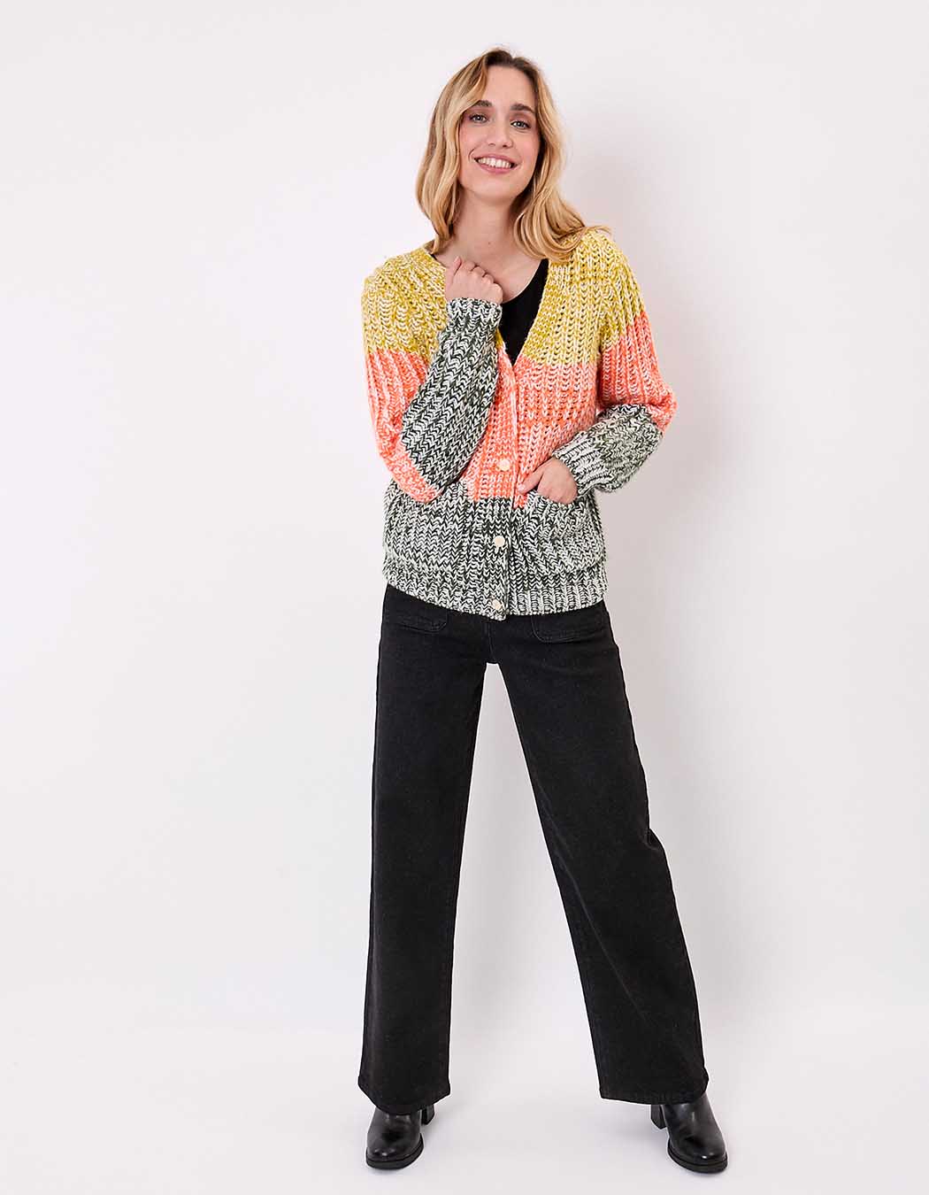 Chunky marled knit cardigan femme La Fiancée