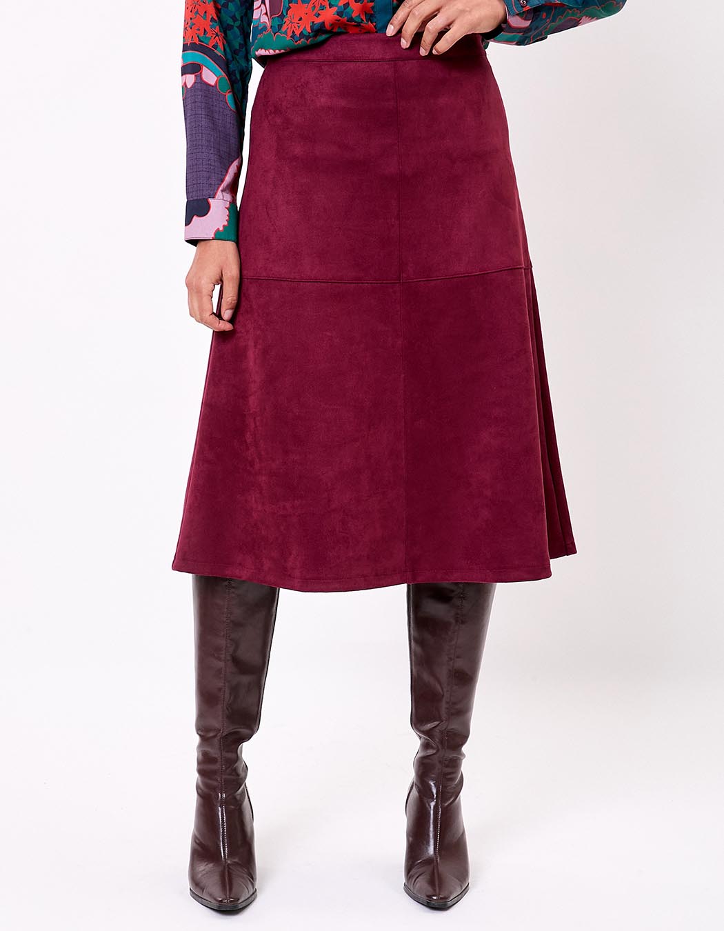 Suede-effect flared midi skirt femme La Fiancée