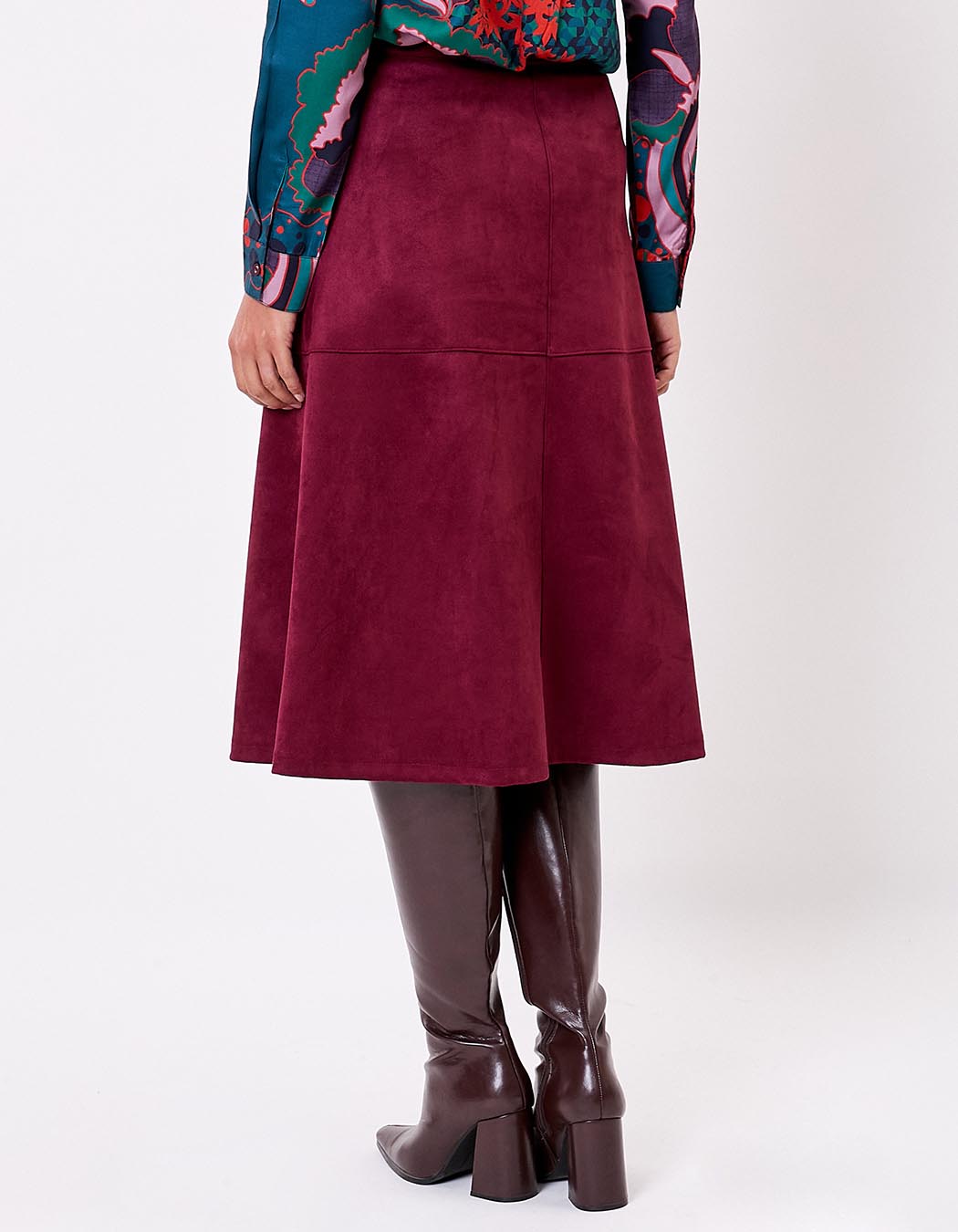 Suede-effect flared midi skirt femme La Fiancée