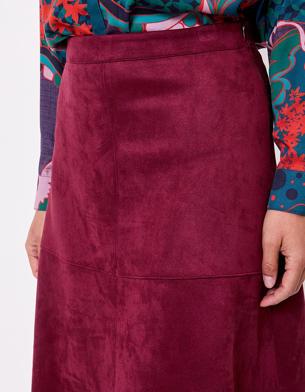 Suede-effect flared midi skirt femme La Fiancée