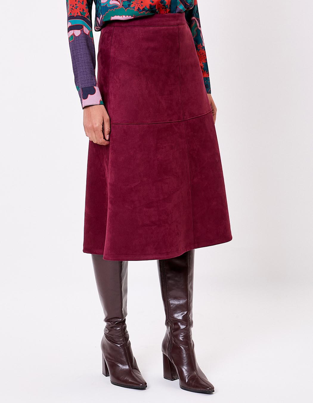 Suede-effect flared midi skirt femme La Fiancée