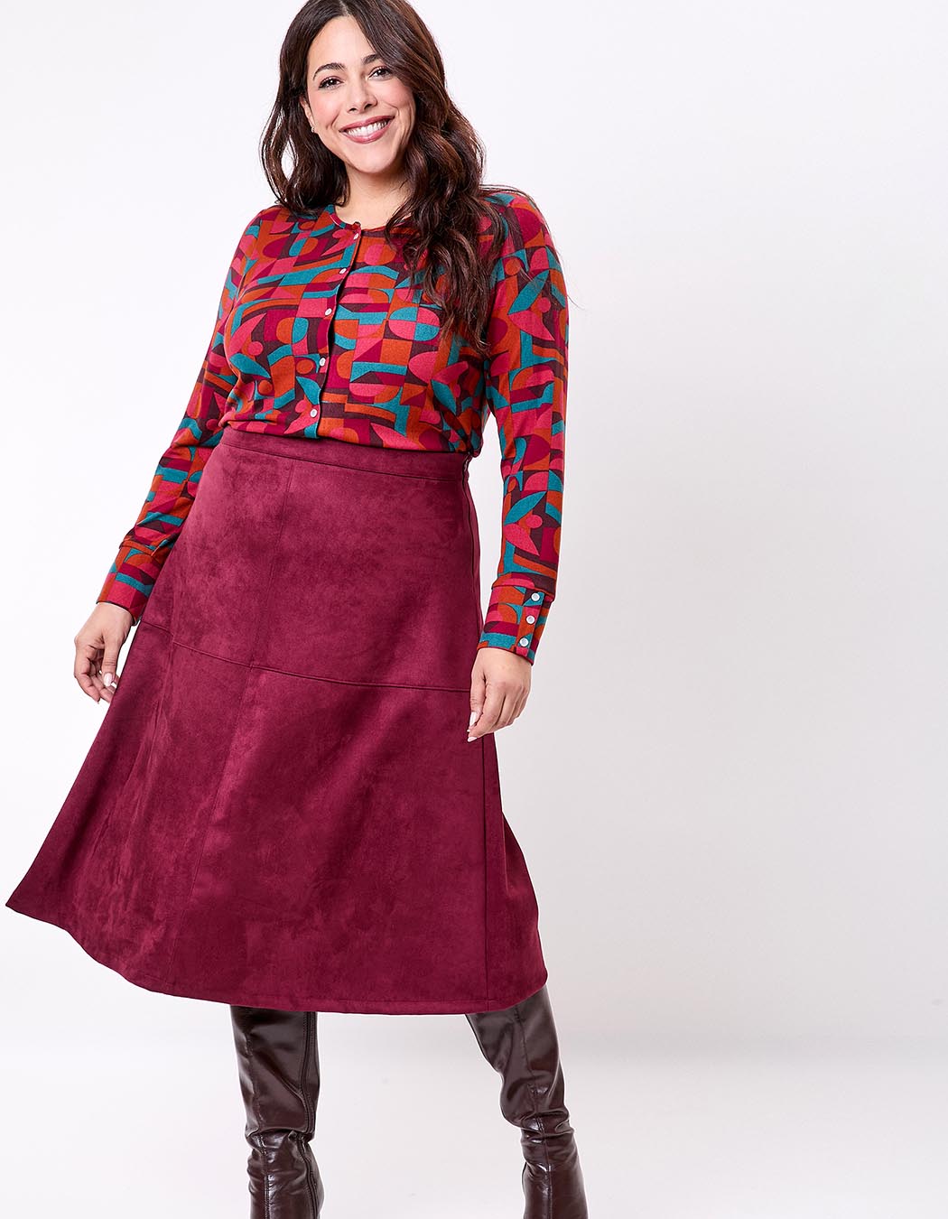 Suede-effect flared midi skirt femme La Fiancée