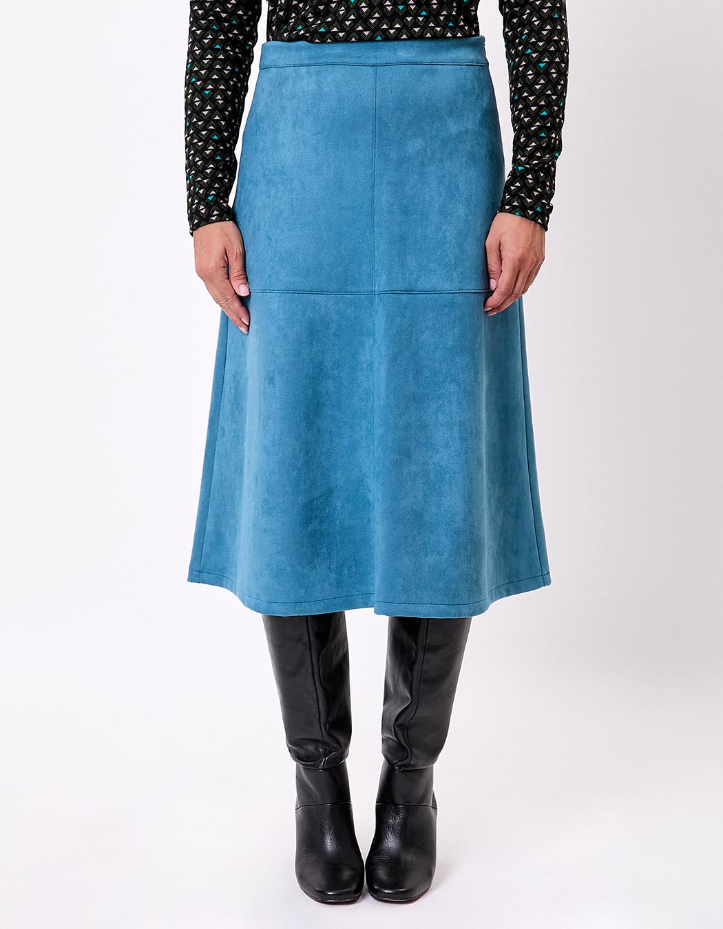 Suede-effect flared midi skirt femme La Fiancée