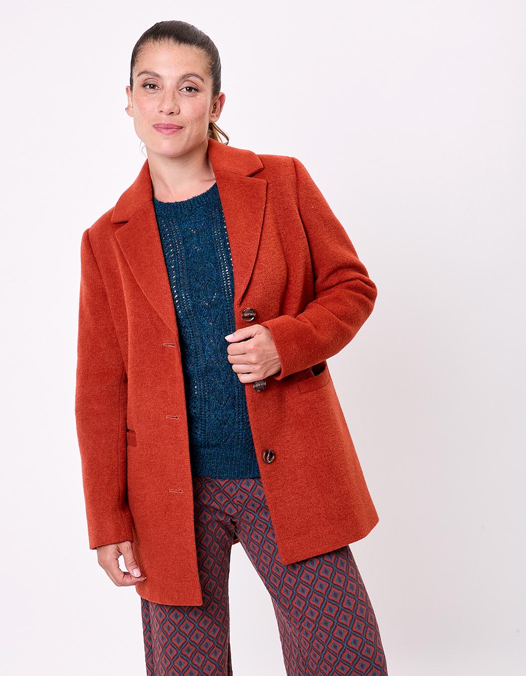 Straight wool-blend coat femme La Fiancée