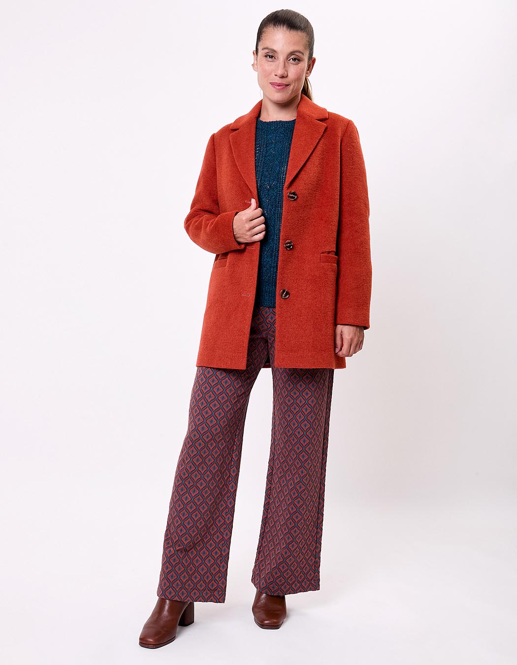 Straight wool-blend coat femme La Fiancée