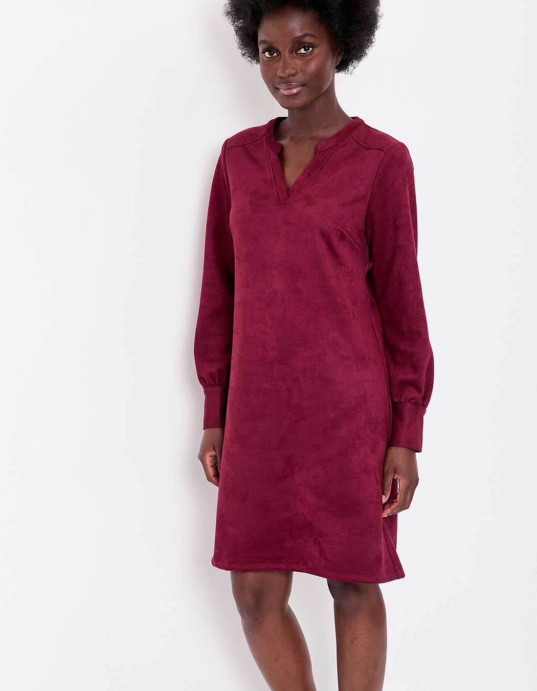Straight suede-effect dress femme La Fiancée