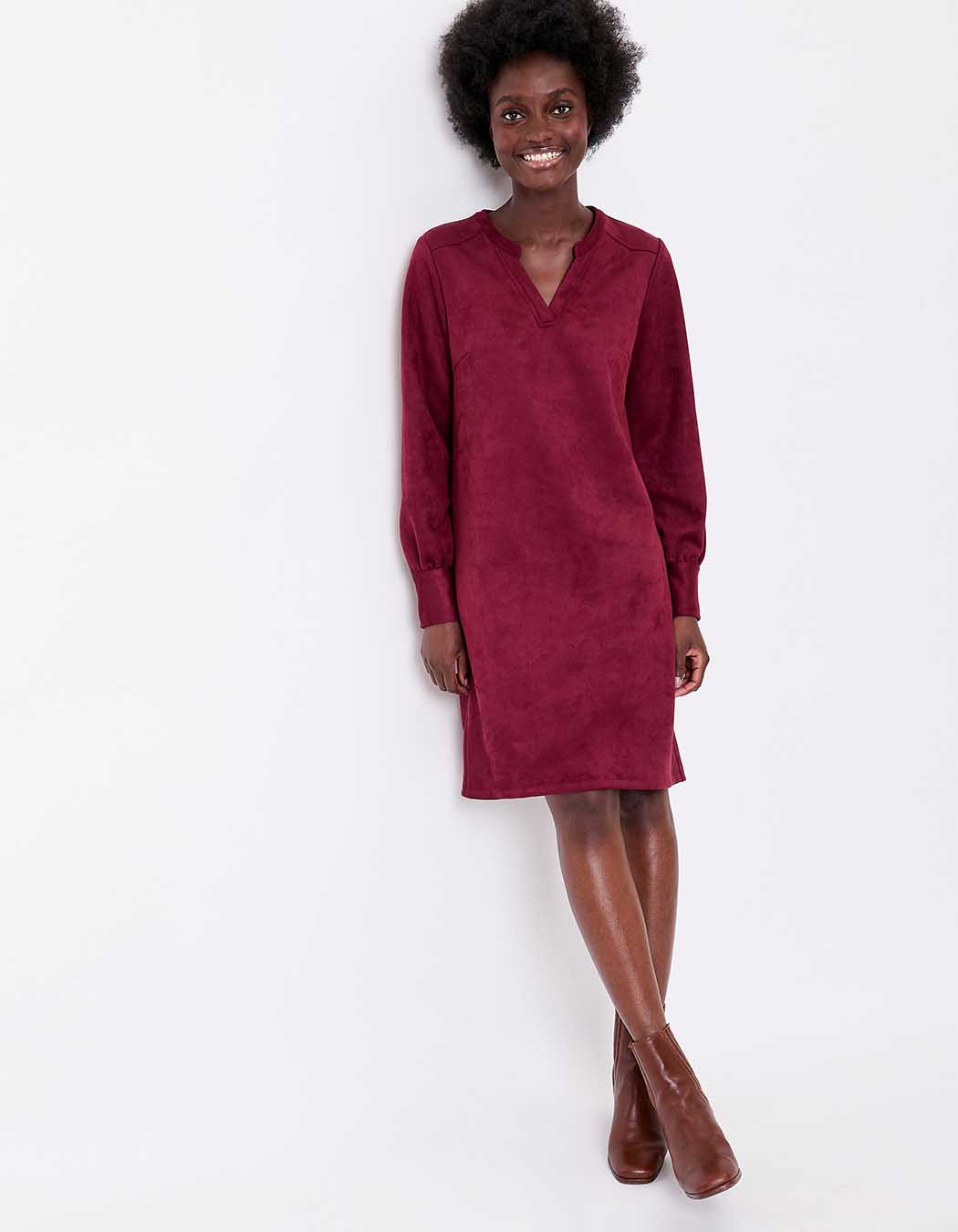 Straight suede-effect dress femme La Fiancée