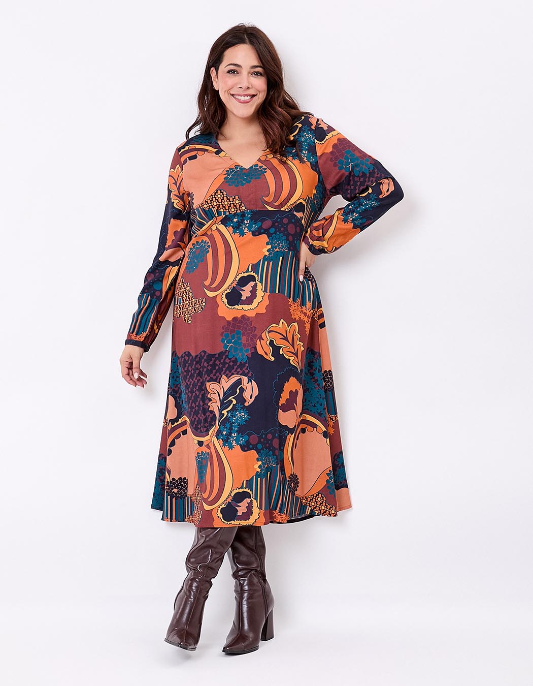 Flowy V-neck midi dress femme La Fiancée