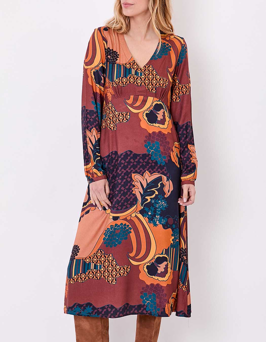 Flowy V-neck midi dress femme La Fiancée